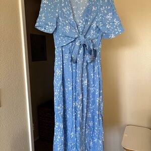 Floral Blue Midi Dress